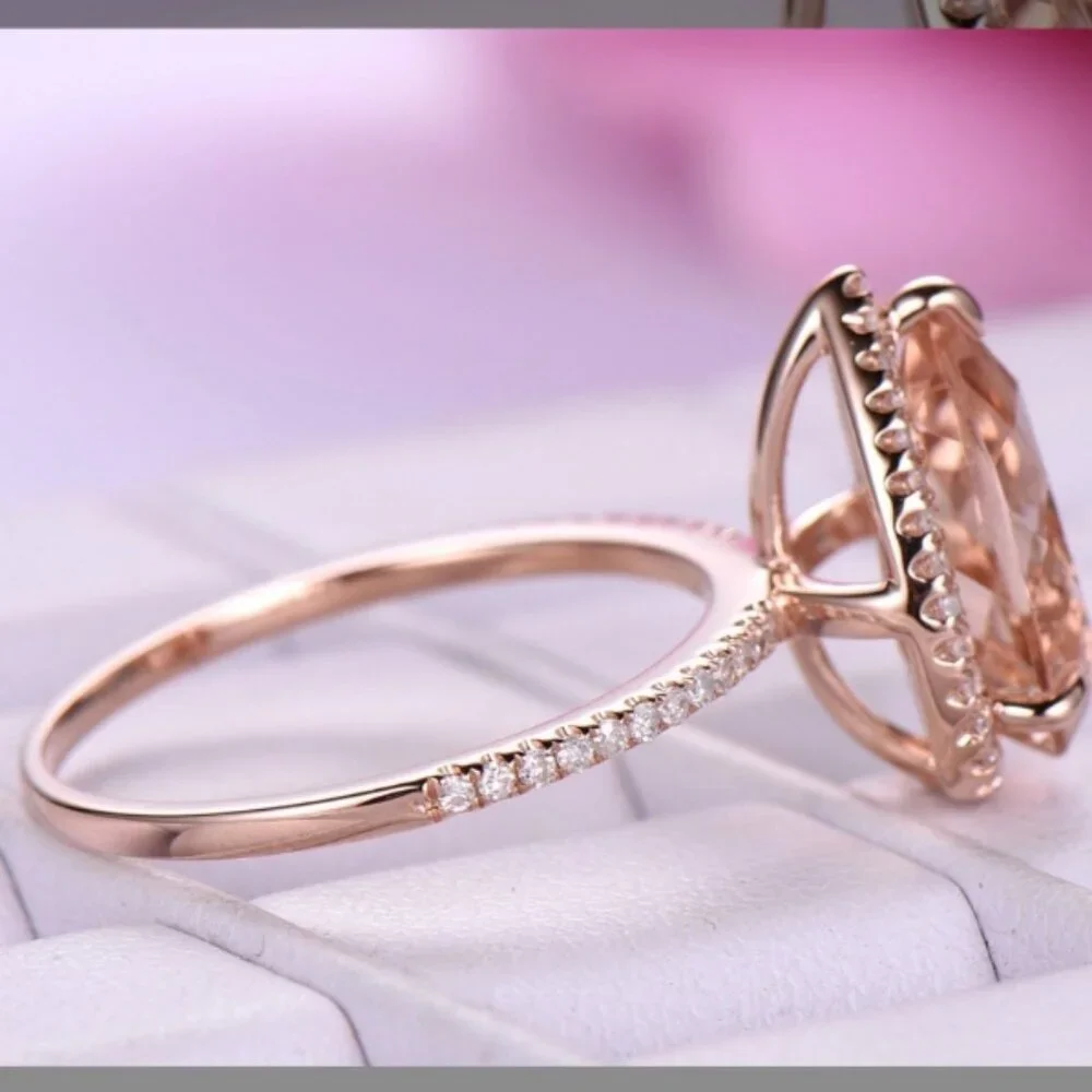 ROSE GOLD MORGANITE HALO RING